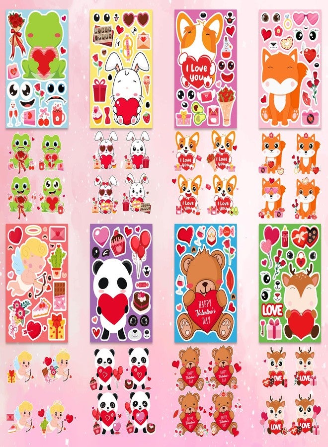 Actilize 24 Sheets Valentine's Day Make a Face Stickers, 8 Designs DIY Animal Stickers Classroom Crafts, Valentines Day Gifts for Toddlers, Party Favors Supplies - Image 4